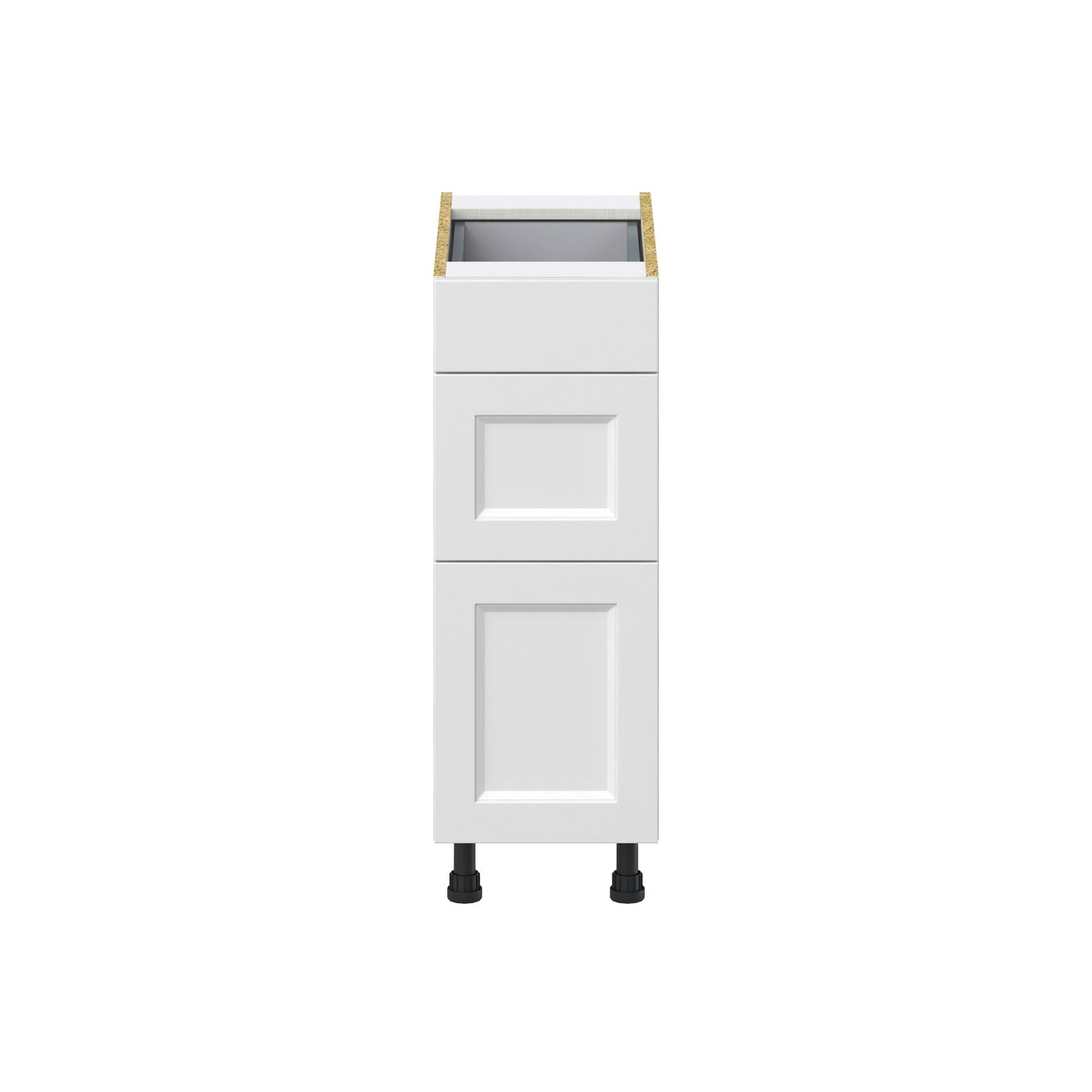Hugo&Borg Riviera 12-in W x 34.5-in H x 24-in D Bright White 3-Drawer Base Fully Assembled Cabinet (Recessed Panel Style)