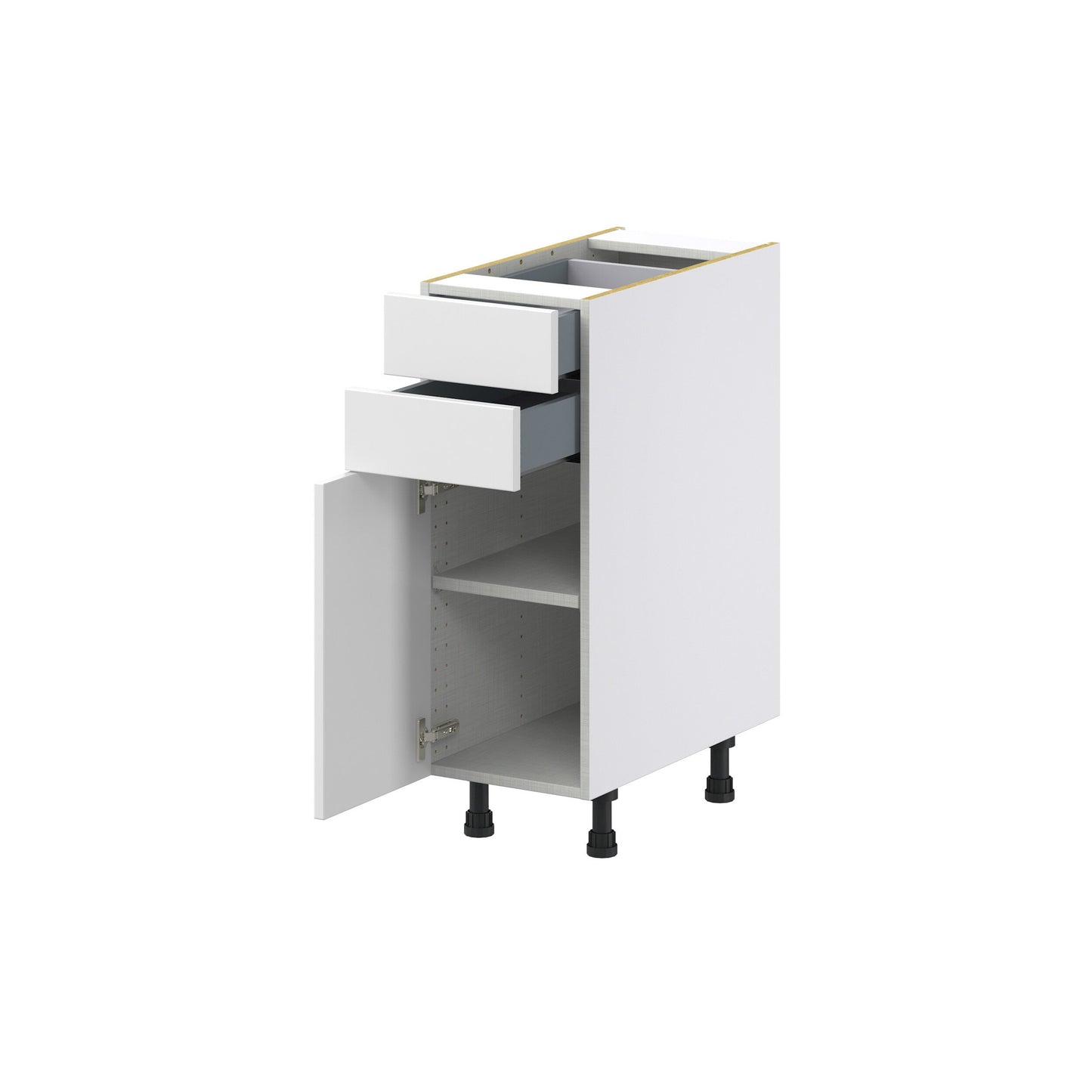 Hugo&Borg Riviera 12-in W x 34.5-in H x 24-in D Bright White 2-Drawers Base Fully Assembled Cabinet (Recessed Panel Shaker Style)