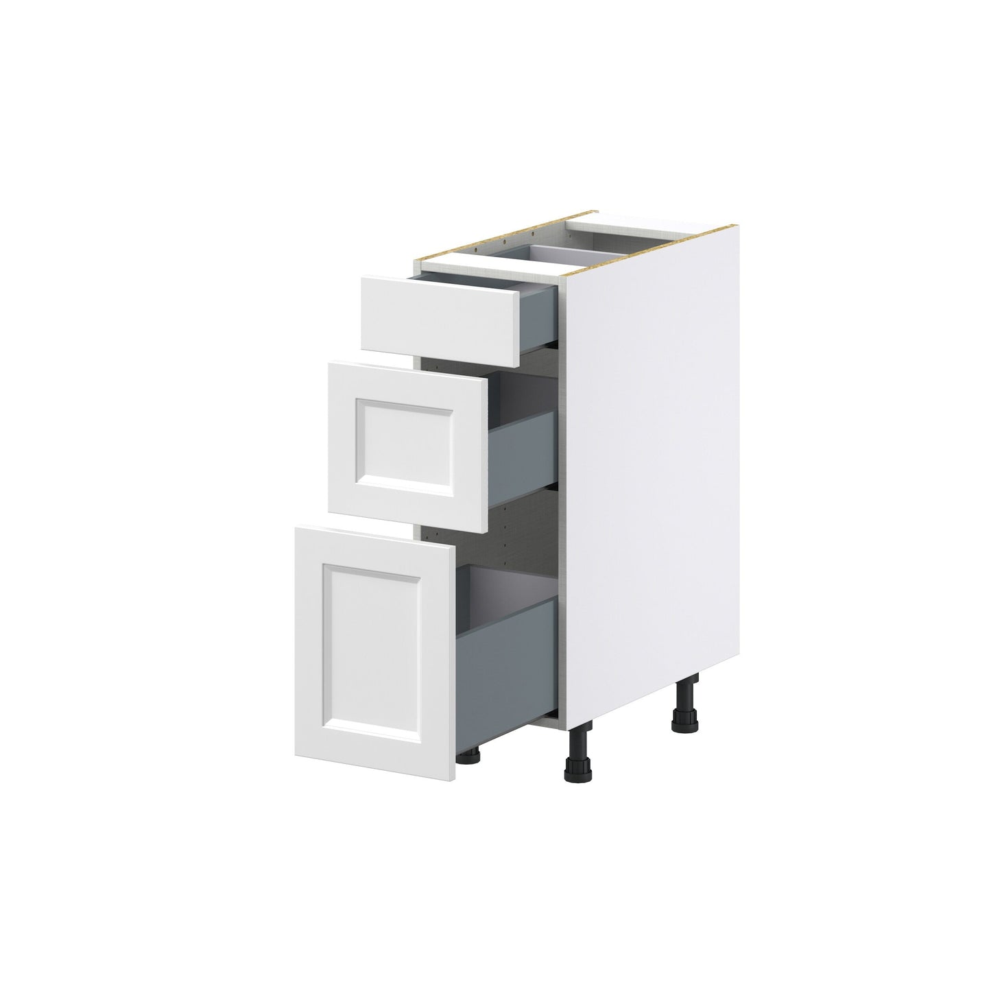 Hugo&Borg Riviera 12-in W x 34.5-in H x 24-in D Bright White 3-Drawer Base Fully Assembled Cabinet (Recessed Panel Style)
