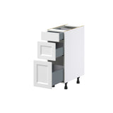 Hugo&Borg Riviera 12-in W x 34.5-in H x 24-in D Bright White 3-Drawer Base Fully Assembled Cabinet (Recessed Panel Style)