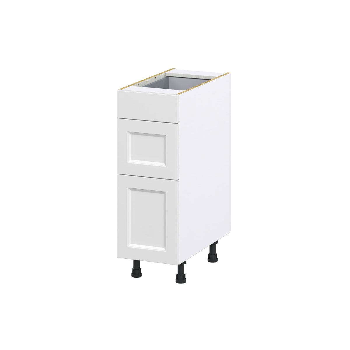 Hugo&Borg Riviera 12-in W x 34.5-in H x 24-in D Bright White 3-Drawer Base Fully Assembled Cabinet (Recessed Panel Style)