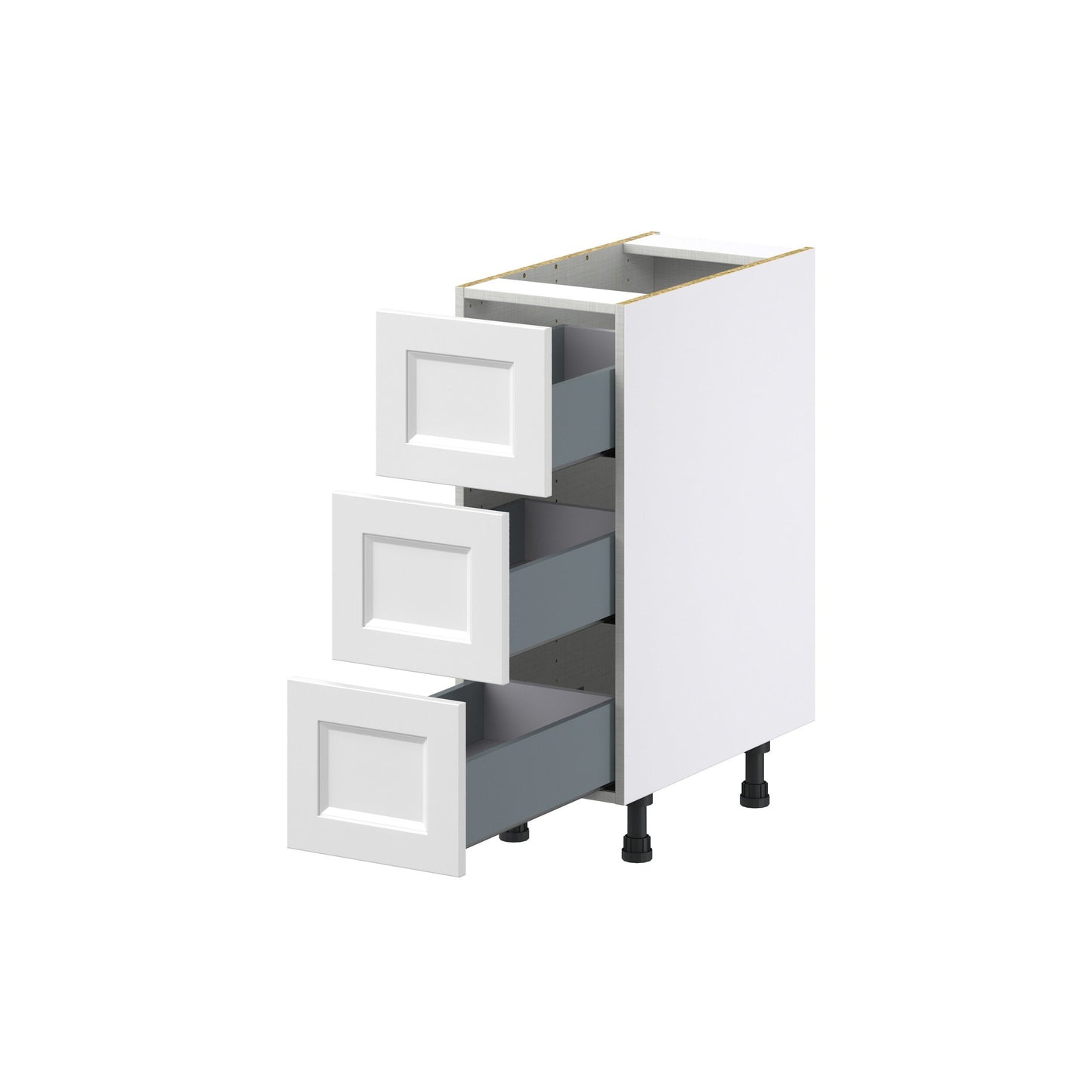Hugo&Borg Riviera 12-in W x 34.5-in H x 24-in D Bright White 3-Drawer Base Fully Assembled Cabinet (Recessed Panel Style)