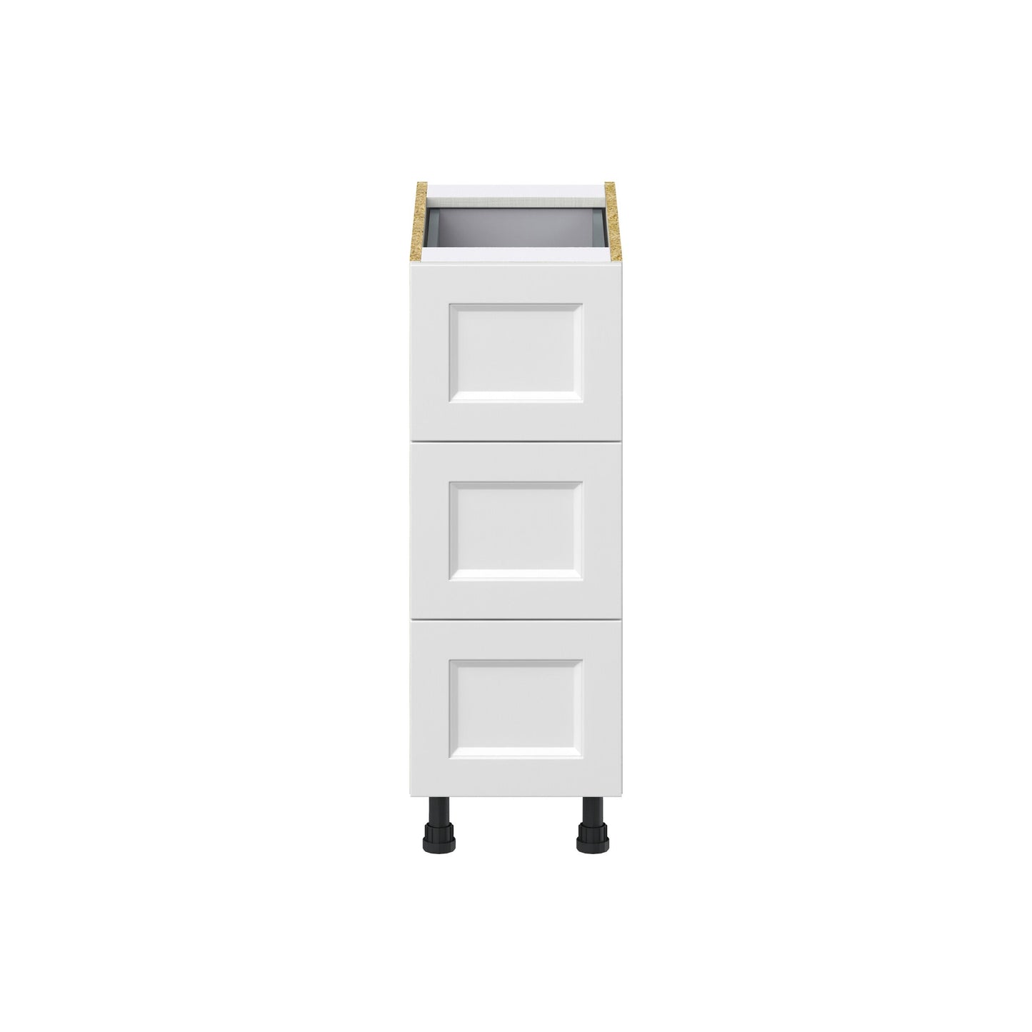 Hugo&Borg Riviera 12-in W x 34.5-in H x 24-in D Bright White 4-Drawer Base Fully Assembled Cabinet (Recessed Panel Style)
