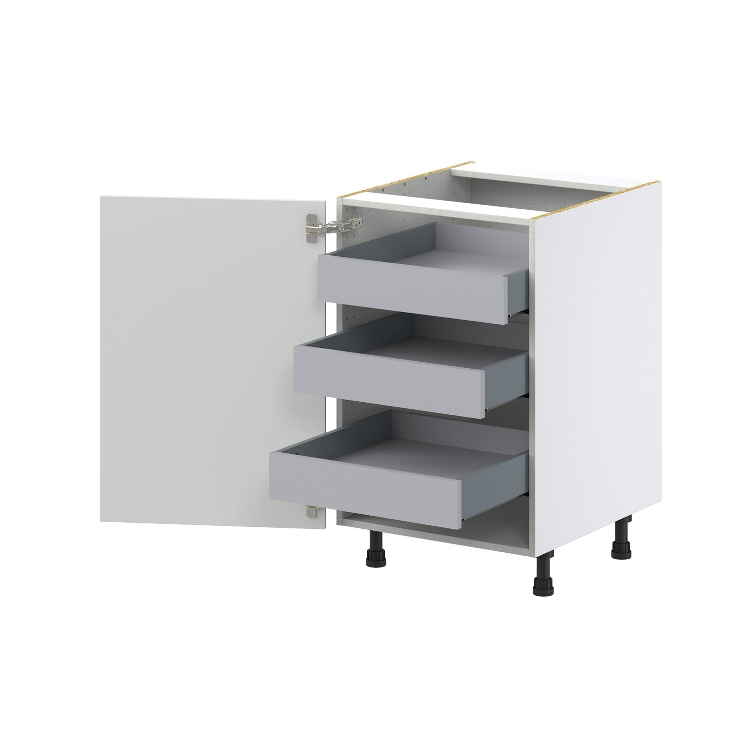 Hugo&Borg Riviera 21-in W x 34.5-in H x 24-in D Bright White 3-Drawers Base Fully Assembled Cabinet (Recessed Panel Shaker Style)