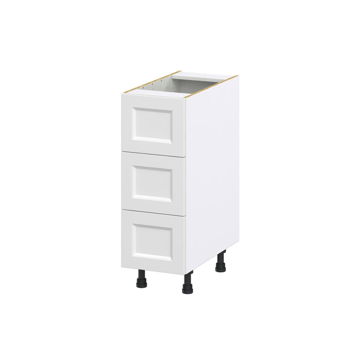 Hugo&Borg Riviera 12-in W x 34.5-in H x 24-in D Bright White 3-Drawer Base Fully Assembled Cabinet (Recessed Panel Style)