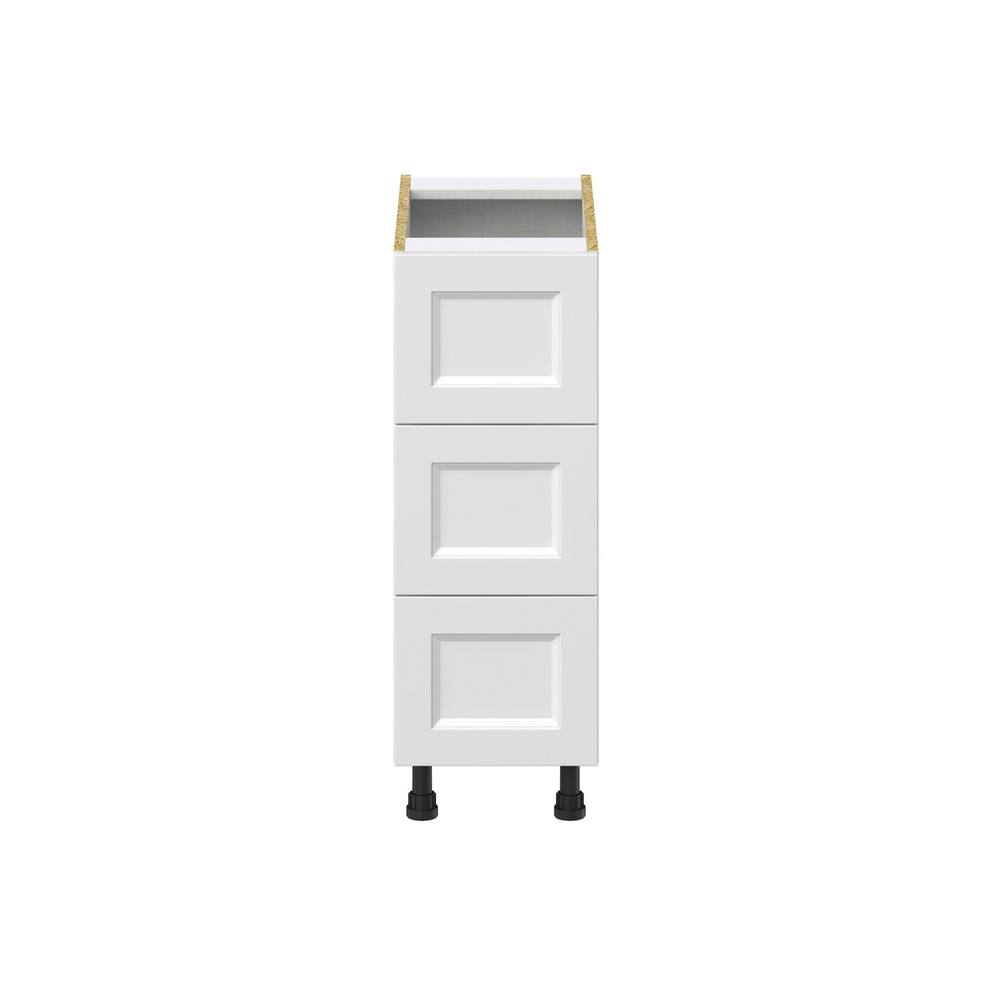 Hugo&Borg Riviera 12-in W x 34.5-in H x 24-in D Bright White 3-Drawer Base Fully Assembled Cabinet (Recessed Panel Style)