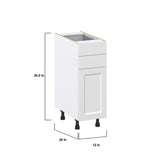 Hugo&Borg Riviera 12-in W x 34.5-in H x 24-in D Bright White 2-Drawers Base Fully Assembled Cabinet (Recessed Panel Shaker Style)