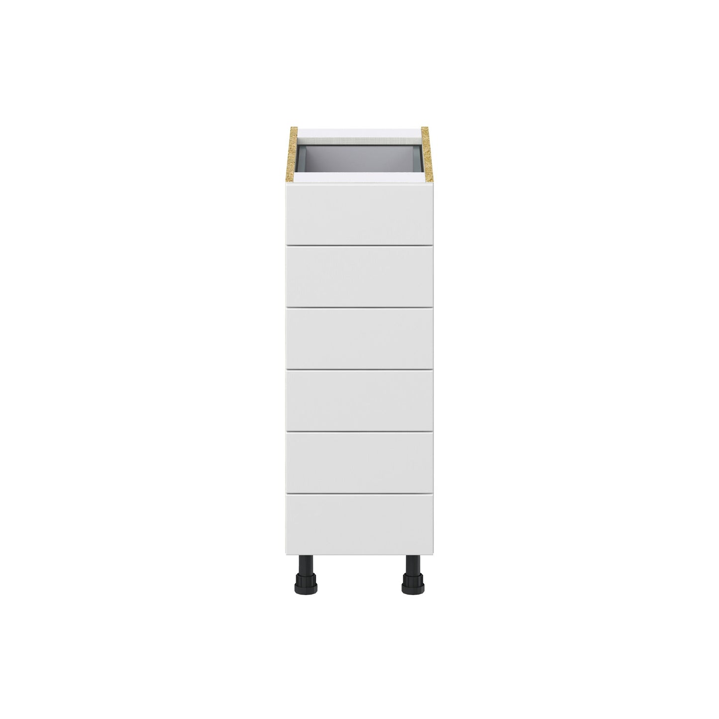 Hugo&Borg Riviera 12-in W x 34.5-in H x 24-in D Bright White 6-Drawer Base Fully Assembled Cabinet (Recessed Panel Style)