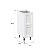 Hugo&Borg Riviera 12-in W x 34.5-in H x 24-in D Bright White 3-Drawer Base Fully Assembled Cabinet (Recessed Panel Style)
