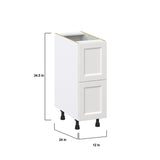 Hugo&Borg Riviera 12-in W x 34.5-in H x 24-in D Bright White 2-Drawer Base Fully Assembled Cabinet (Recessed Panel Style)