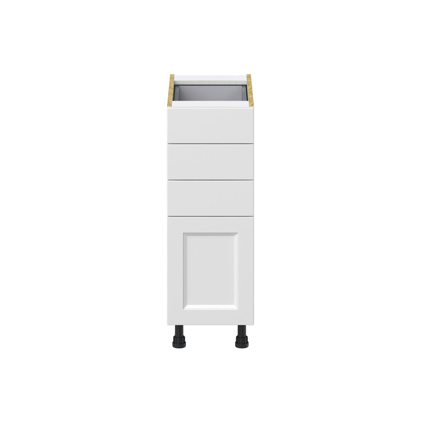 Hugo&Borg Riviera 12-in W x 34.5-in H x 24-in D Bright White 4-Drawer Base Fully Assembled Cabinet (Recessed Panel Style)