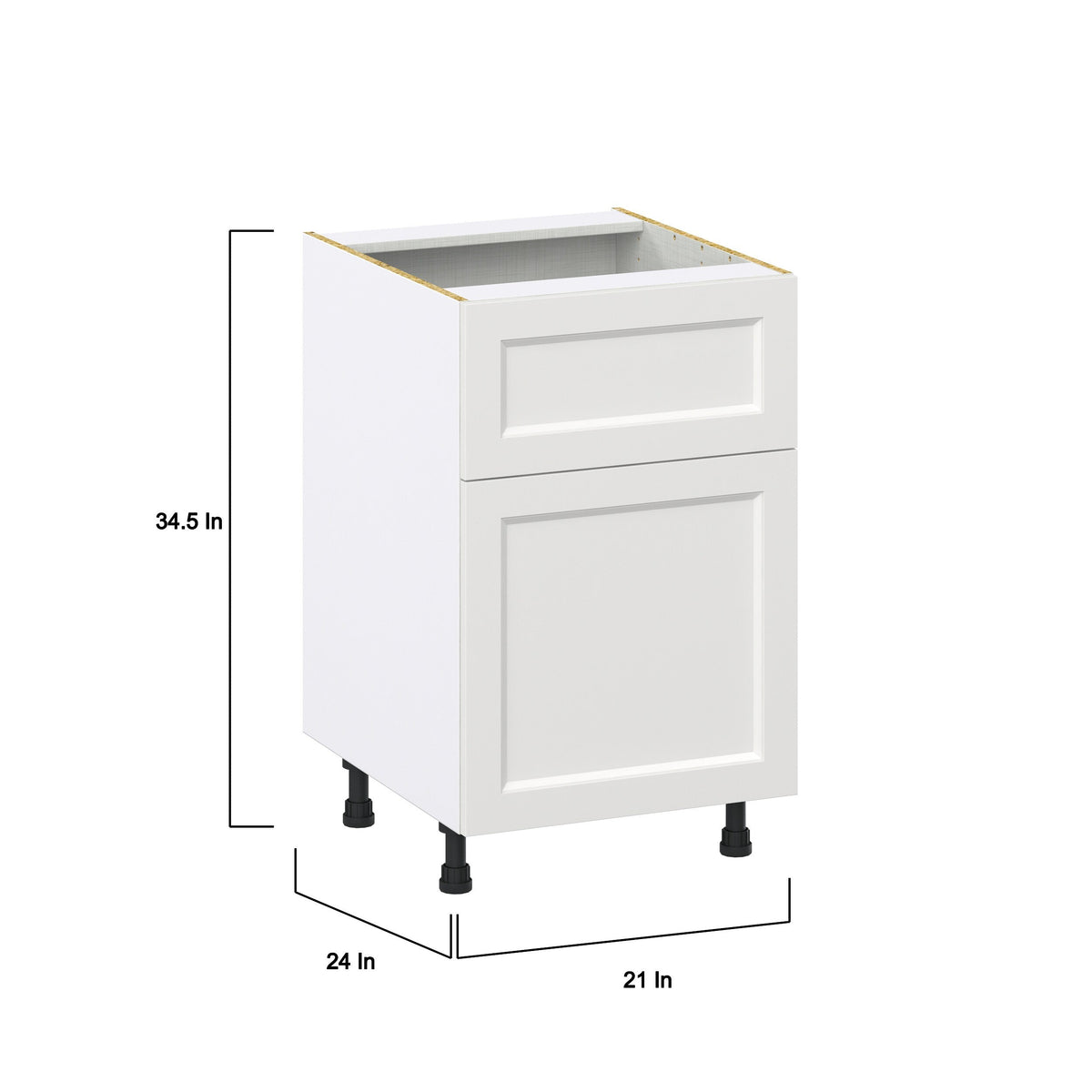Hugo&Borg Riviera 21-in W x 34.5-in H x 25-in D Bright White 1-Drawer Base Fully Assembled Cabinet (Recessed Panel Shaker Style)