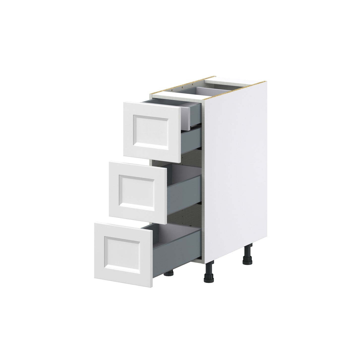 Hugo&Borg Riviera 12-in W x 34.5-in H x 24-in D Bright White 4-Drawer Base Fully Assembled Cabinet (Recessed Panel Style)