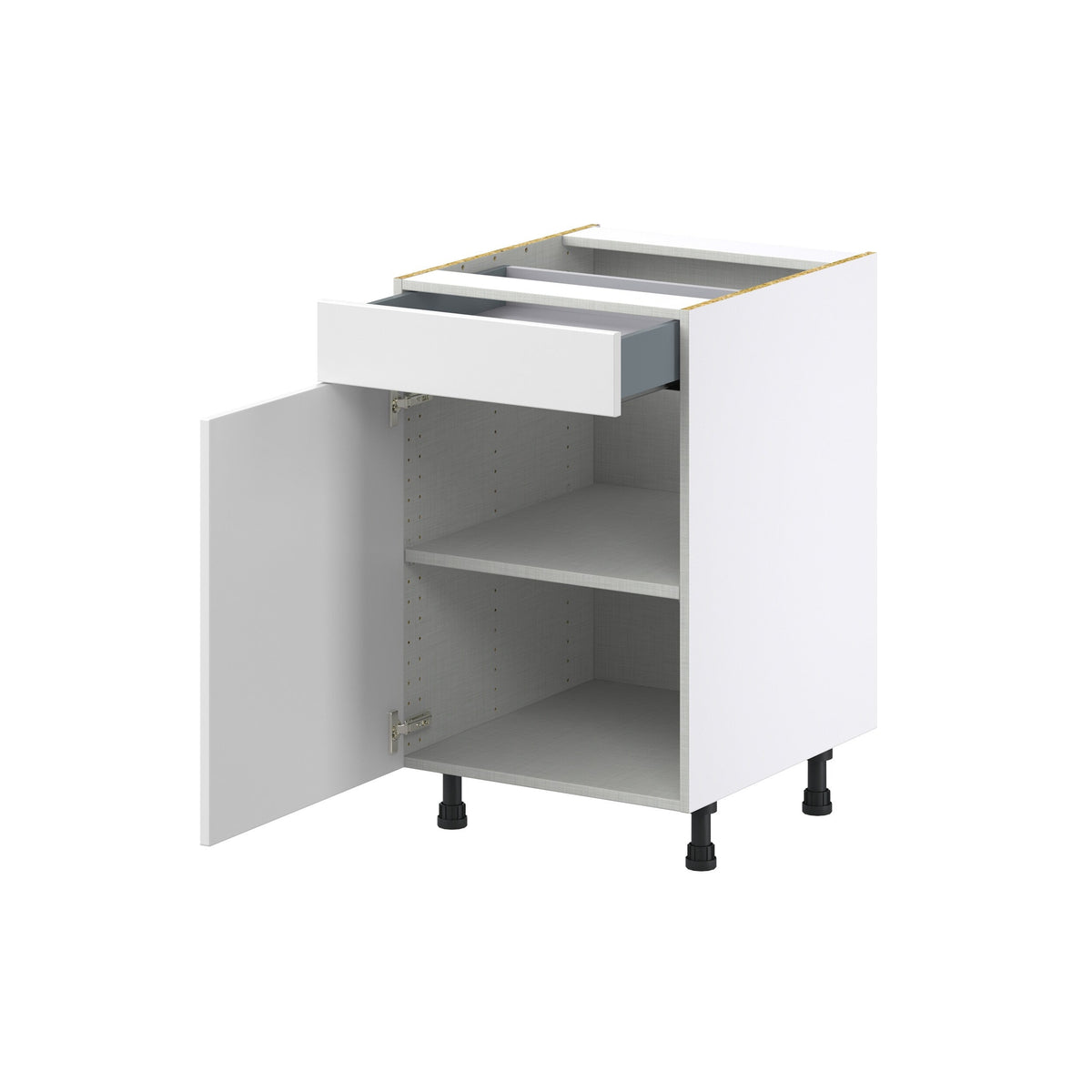 Hugo&Borg Riviera 21-in W x 34.5-in H x 24-in D Bright White 1-Drawer Base Fully Assembled Cabinet (Recessed Panel Shaker Style)