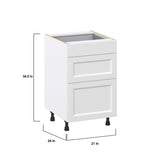 Hugo&Borg Riviera 21-in W x 34.5-in H x 24-in D Bright White 3-Drawer Base Fully Assembled Cabinet (Recessed Panel Style)