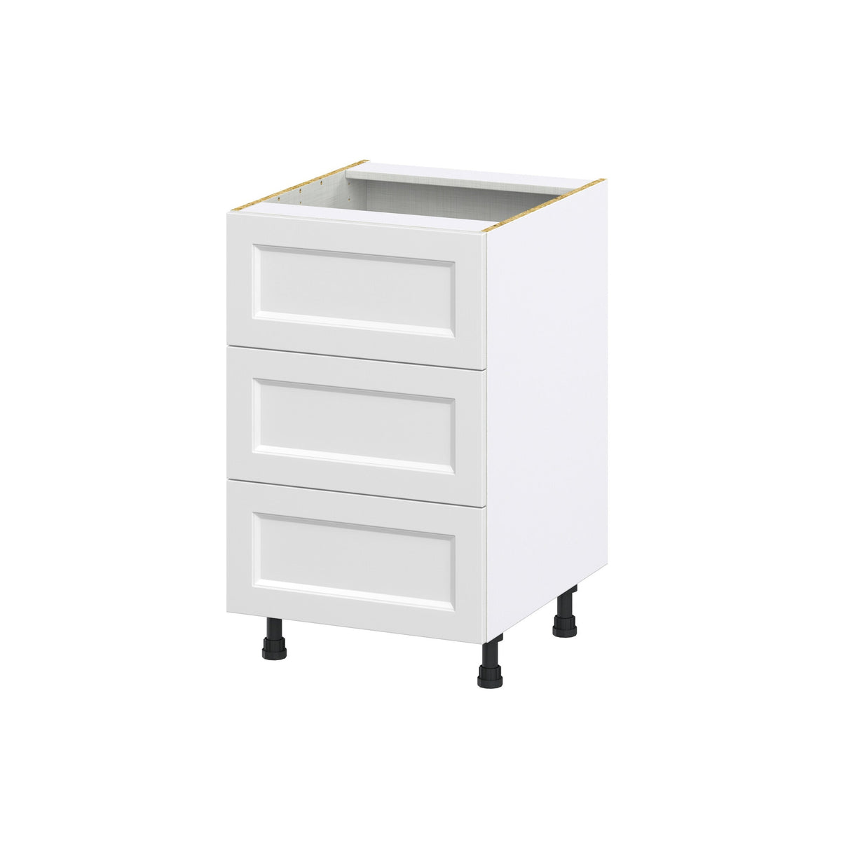 Hugo&Borg Riviera 21-in W x 34.5-in H x 24-in D Bright White 3-Drawer Base Fully Assembled Cabinet (Recessed Panel Style)