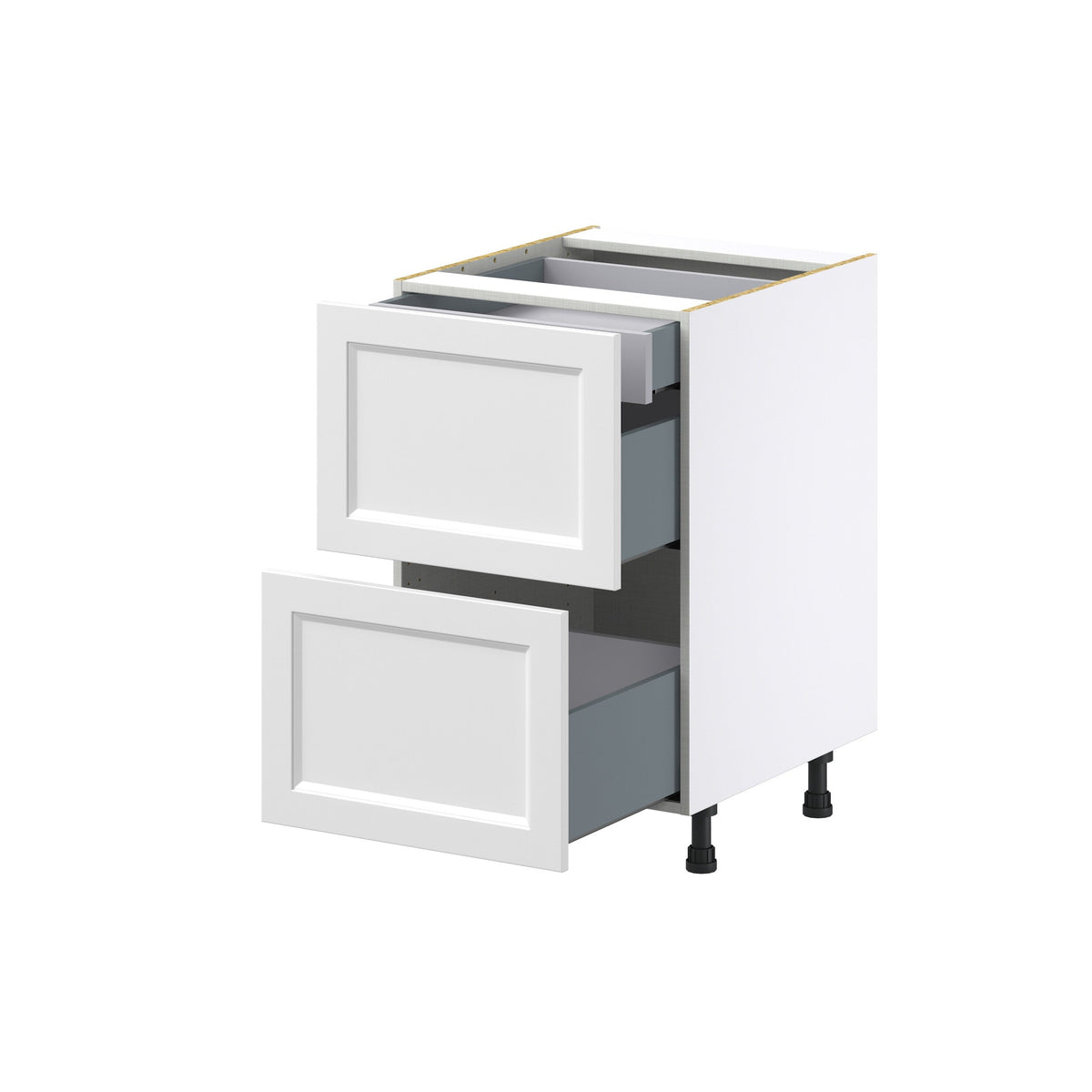 Hugo&Borg Riviera 21-in W x 34.5-in H x 24-in D Bright White 3-Drawer Base Fully Assembled Cabinet (Recessed Panel Style)