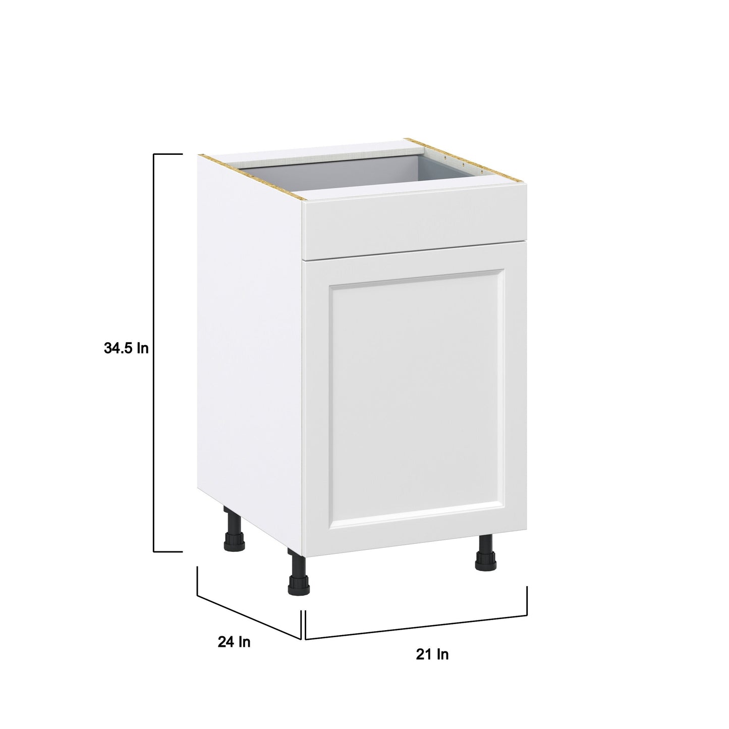 Hugo&Borg Riviera 21-in W x 34.5-in H x 24-in D Bright White 1-Drawer Base Fully Assembled Cabinet (Recessed Panel Shaker Style)