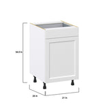 Hugo&Borg Riviera 21-in W x 34.5-in H x 24-in D Bright White 1-Drawer Base Fully Assembled Cabinet (Recessed Panel Shaker Style)