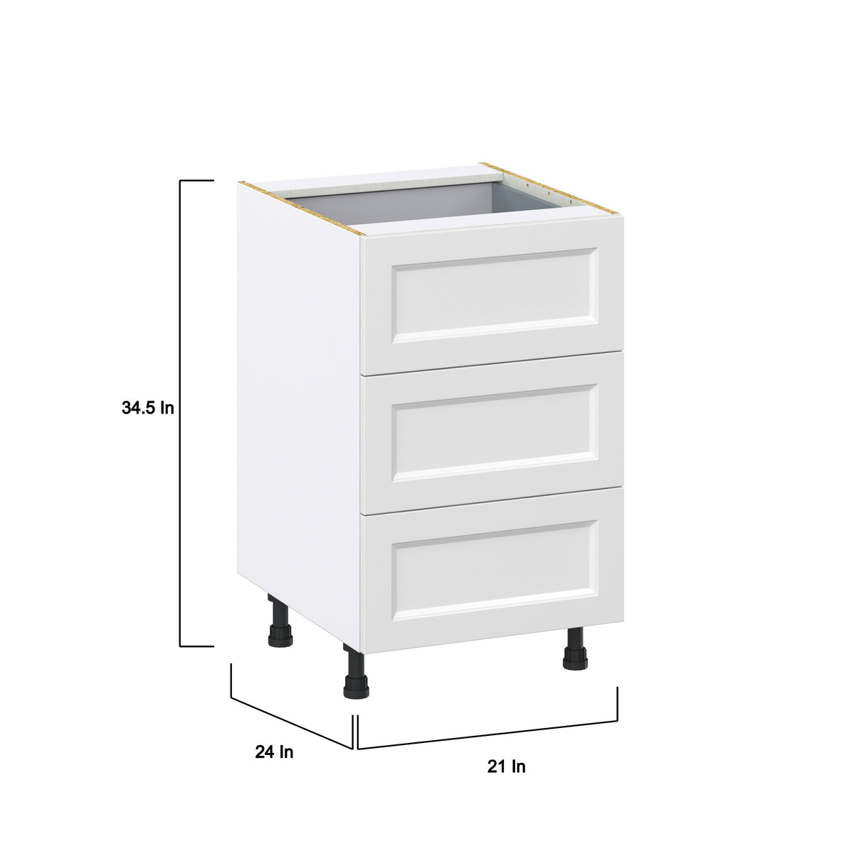 Hugo&Borg Riviera 21-in W x 34.5-in H x 24-in D Bright White 4-Drawer Base Fully Assembled Cabinet (Recessed Panel Style)