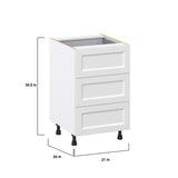 Hugo&Borg Riviera 21-in W x 34.5-in H x 24-in D Bright White 4-Drawer Base Fully Assembled Cabinet (Recessed Panel Style)