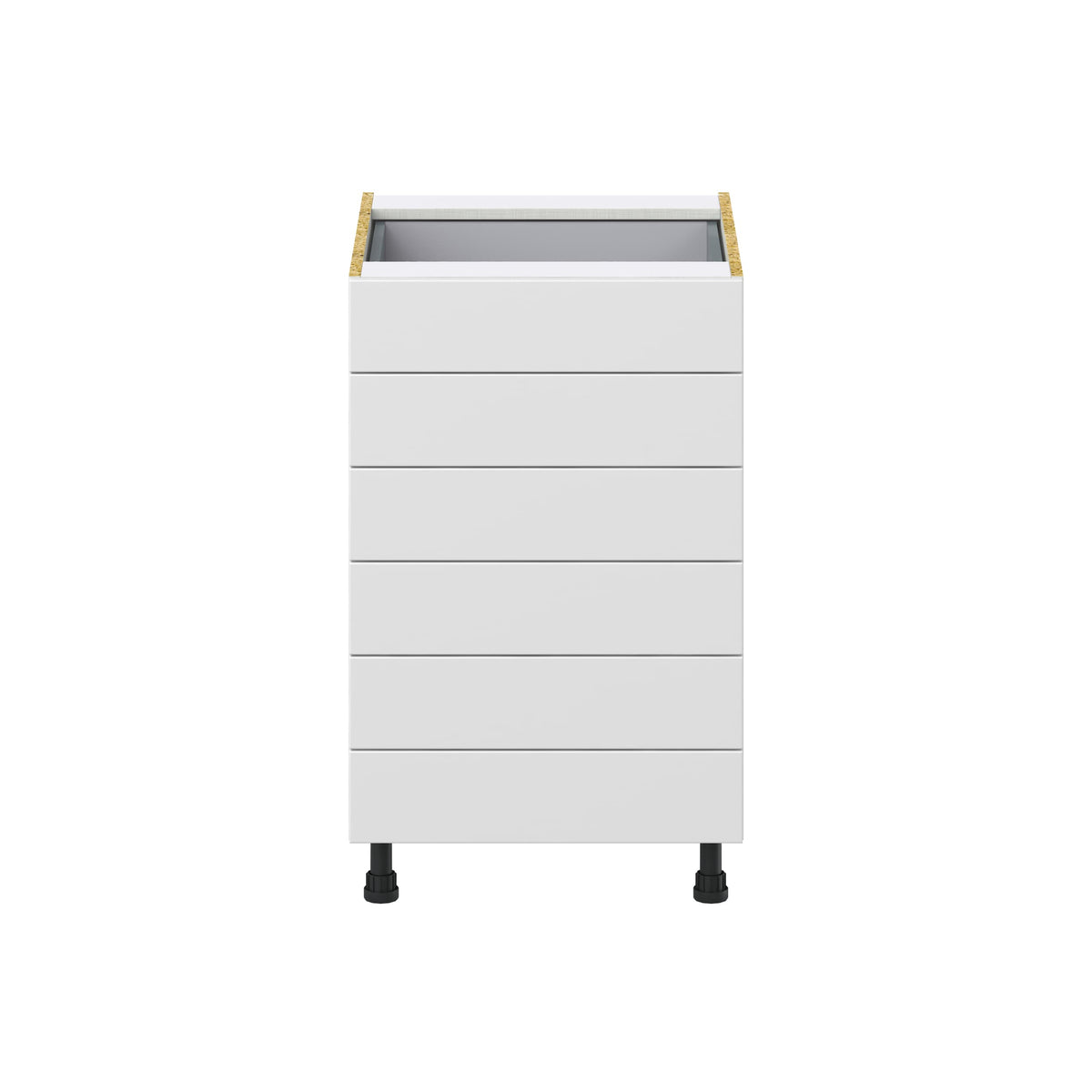 Hugo&Borg Riviera 21-in W x 34.5-in H x 24-in D Bright White 6-Drawer Base Fully Assembled Cabinet (Recessed Panel Style)