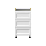 Hugo&Borg Riviera 21-in W x 34.5-in H x 24-in D Bright White 3-Drawer Base Fully Assembled Cabinet (Recessed Panel Style)