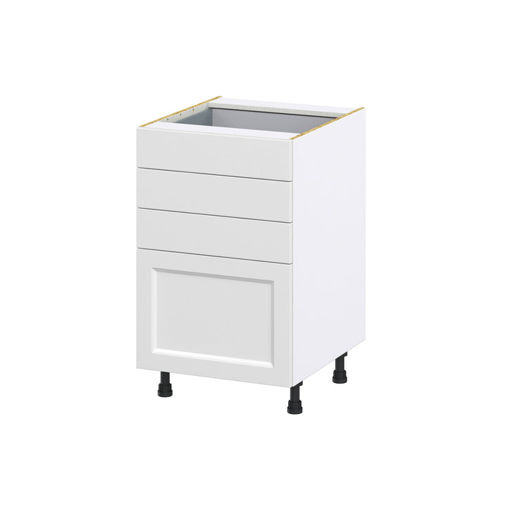Hugo&Borg Riviera 21-in W x 34.5-in H x 24-in D Bright White 4-Drawer Base Fully Assembled Cabinet (Recessed Panel Style)