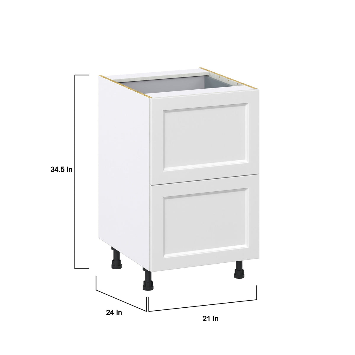 Hugo&Borg Riviera 21-in W x 34.5-in H x 24-in D Bright White 3-Drawer Base Fully Assembled Cabinet (Recessed Panel Style)