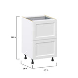 Hugo&Borg Riviera 21-in W x 34.5-in H x 24-in D Bright White 3-Drawer Base Fully Assembled Cabinet (Recessed Panel Style)