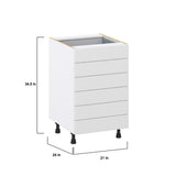 Hugo&Borg Riviera 21-in W x 34.5-in H x 24-in D Bright White 6-Drawer Base Fully Assembled Cabinet (Recessed Panel Style)