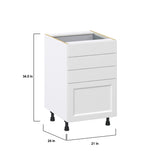 Hugo&Borg Riviera 21-in W x 34.5-in H x 24-in D Bright White 4-Drawer Base Fully Assembled Cabinet (Recessed Panel Style)