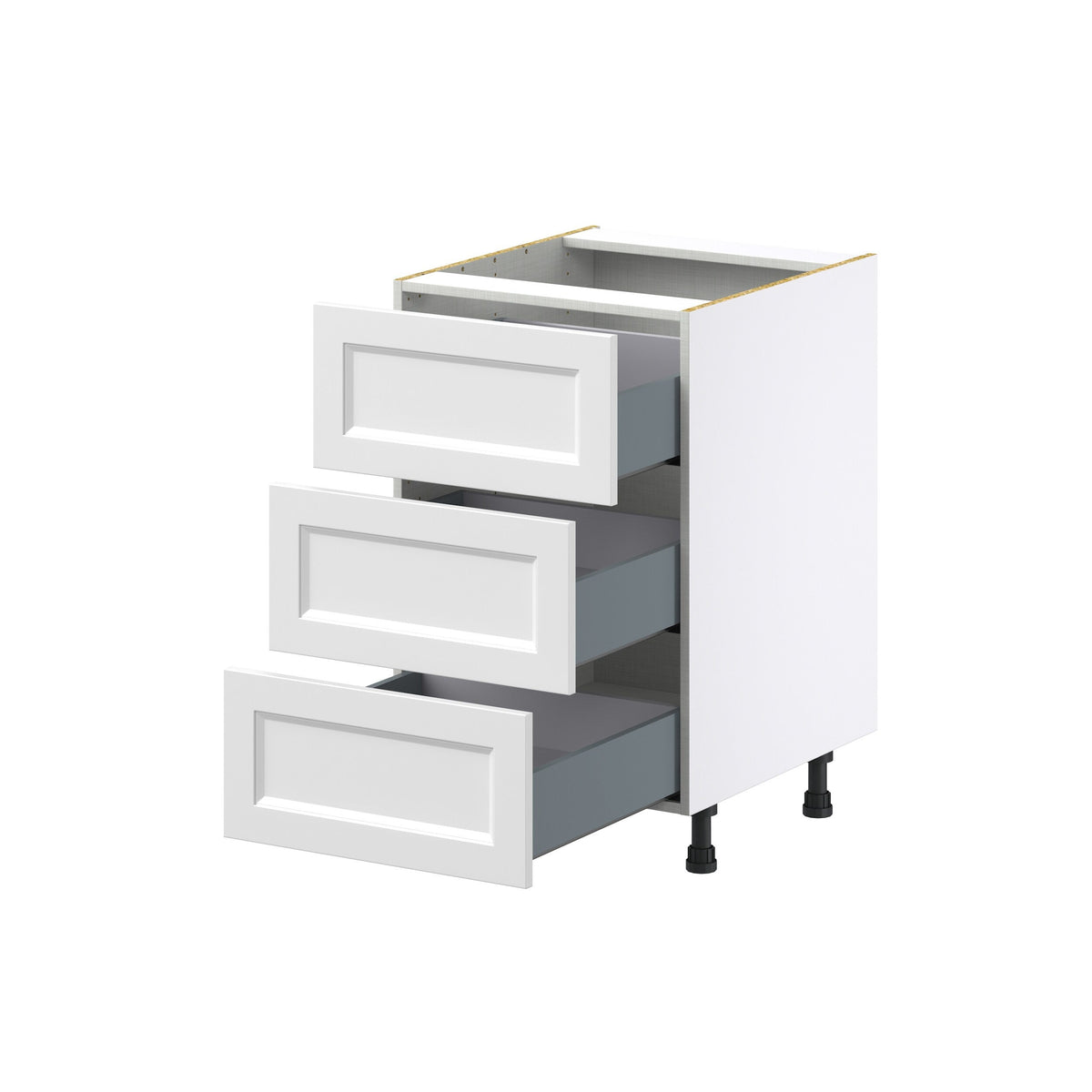 Hugo&Borg Riviera 21-in W x 34.5-in H x 24-in D Bright White 3-Drawer Base Fully Assembled Cabinet (Recessed Panel Style)