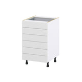 Hugo&Borg Riviera 21-in W x 34.5-in H x 24-in D Bright White 6-Drawer Base Fully Assembled Cabinet (Recessed Panel Style)