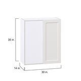 Hugo&Borg Riviera 30-in W x 35-in H x 14-in D Bright White Wall Fully Assembled Cabinet (Recessed Panel Shaker Door Style)