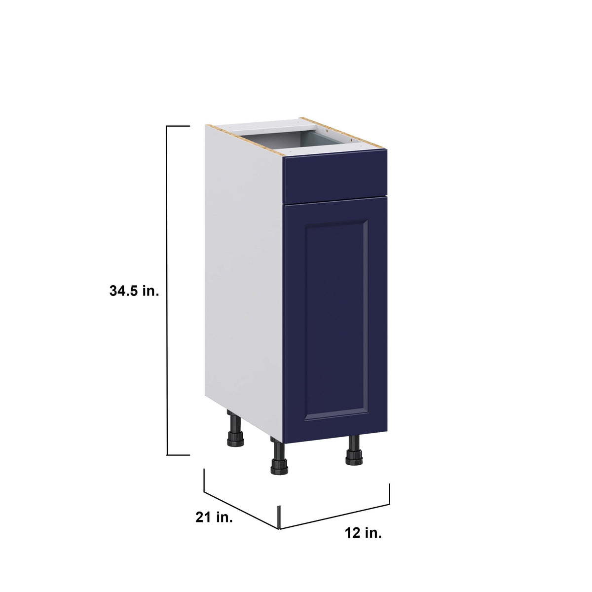Hugo&Borg Lorette 12-in W x 34.5-in H x 21-in D Navy Blue 1-Drawer Base Fully Assembled Cabinet (Recessed Panel Shaker Door Style)