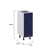 Hugo&Borg Lorette 12-in W x 34.5-in H x 21-in D Navy Blue 1-Drawer Base Fully Assembled Cabinet (Recessed Panel Shaker Door Style)