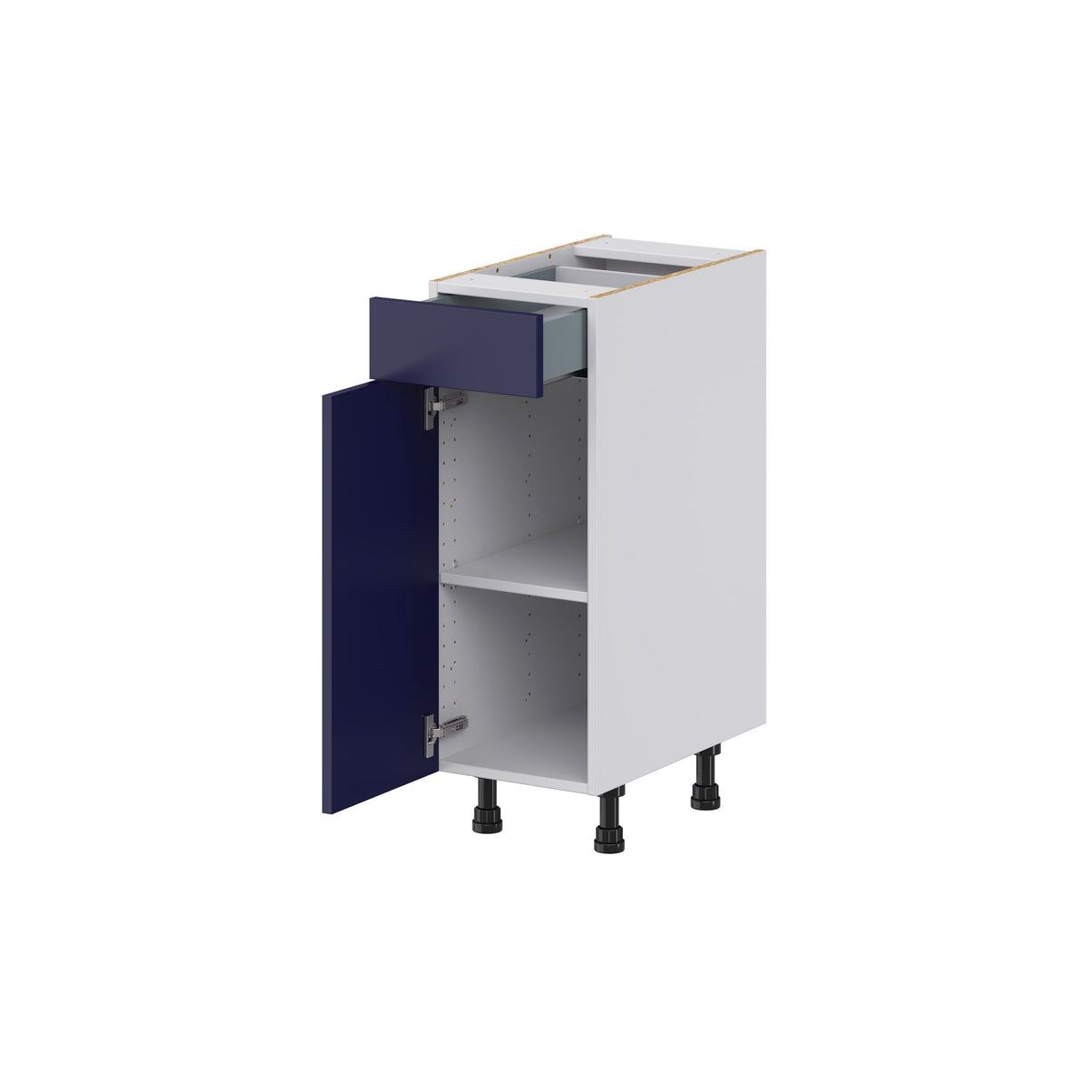Hugo&Borg Lorette 12-in W x 34.5-in H x 21-in D Navy Blue 1-Drawer Base Fully Assembled Cabinet (Recessed Panel Shaker Door Style)