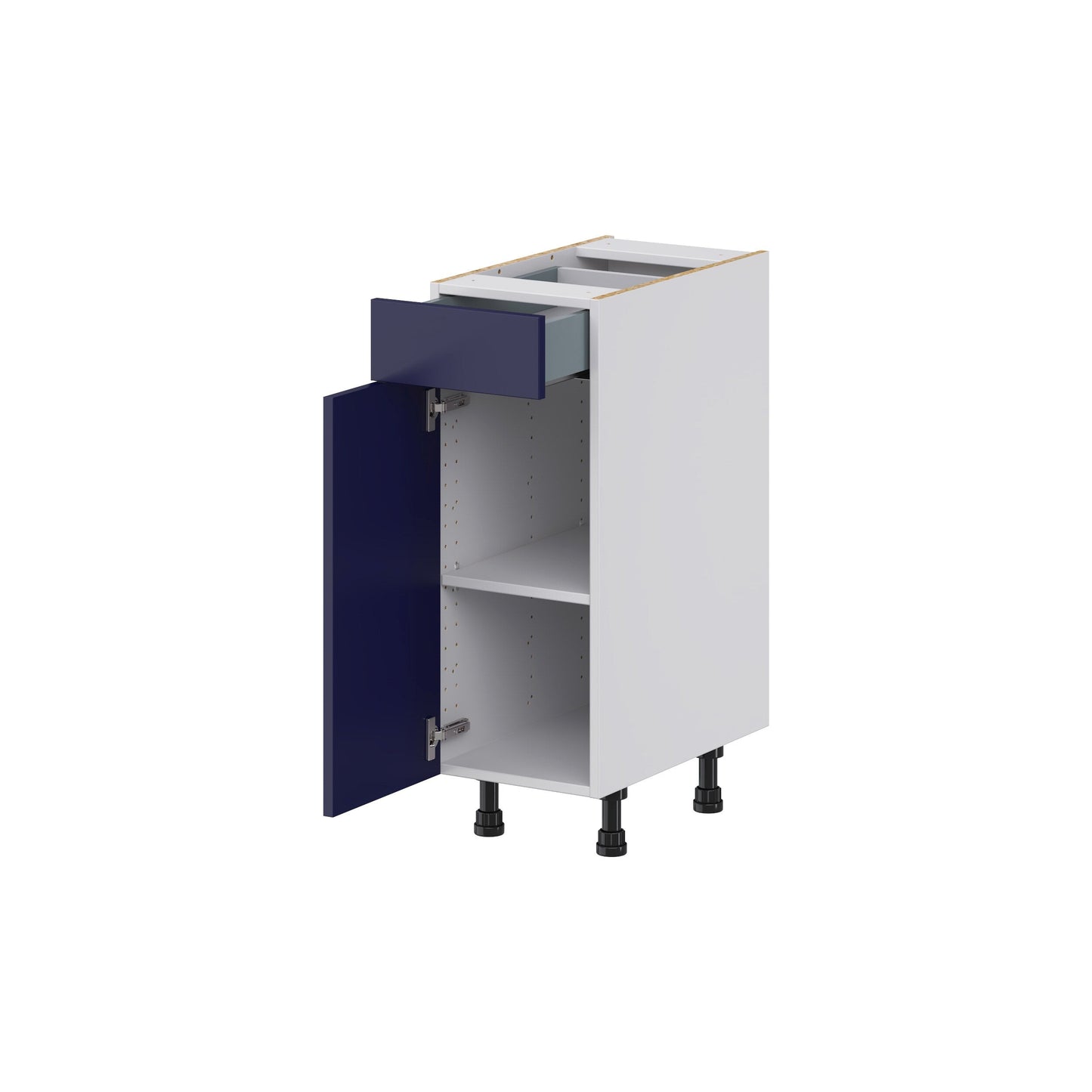 Hugo&Borg Lorette 12-in W x 34.5-in H x 21-in D Navy Blue 1-Drawer Base Fully Assembled Cabinet (Recessed Panel Shaker Door Style)