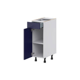 Hugo&Borg Lorette 12-in W x 34.5-in H x 21-in D Navy Blue 1-Drawer Base Fully Assembled Cabinet (Recessed Panel Shaker Door Style)