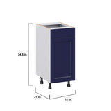 Hugo&Borg Lorette 15-in W x 34.5-in H x 21-in D Navy Blue 1-Drawer Base Fully Assembled Cabinet (Recessed Panel Shaker Door Style)