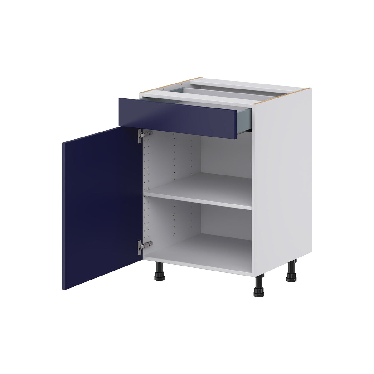 Hugo&Borg Lorette 24-in W x 34.5-in H x 21-in D Navy Blue 1-Drawer Base Fully Assembled Cabinet (Recessed Panel Shaker Door Style)