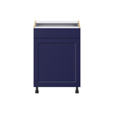 Hugo&Borg Lorette 24-in W x 34.5-in H x 21-in D Navy Blue 1-Drawer Base Fully Assembled Cabinet (Recessed Panel Shaker Door Style)