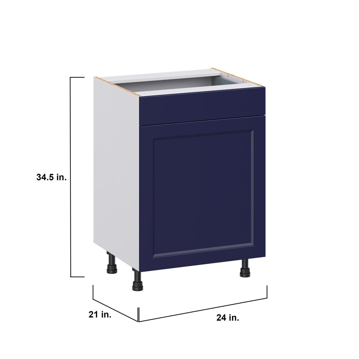 Hugo&Borg Lorette 24-in W x 34.5-in H x 21-in D Navy Blue 1-Drawer Base Fully Assembled Cabinet (Recessed Panel Shaker Door Style)