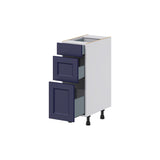 Hugo&Borg Lorette 12-in W x 34.5-in H x 21-in D Navy Blue 3-Drawer Base Fully Assembled Cabinet (Recessed Panel Style)