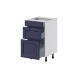 Hugo&Borg Lorette 18-in W x 34.5-in H x 21-in D Navy Blue 3-Drawer Base Fully Assembled Cabinet (Recessed Panel Style)