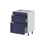 Hugo&Borg Lorette 24-in W x 34.5-in H x 21-in D Navy Blue 3-Drawer Base Fully Assembled Cabinet (Recessed Panel Style)