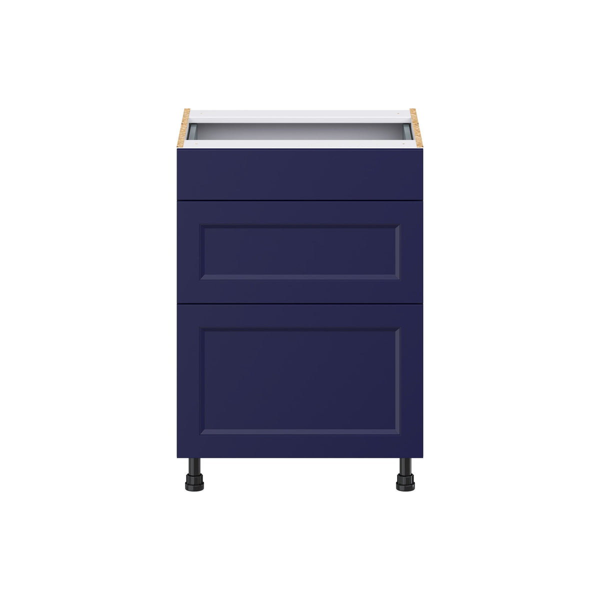 Hugo&Borg Lorette 24-in W x 34.5-in H x 21-in D Navy Blue 3-Drawer Base Fully Assembled Cabinet (Recessed Panel Style)