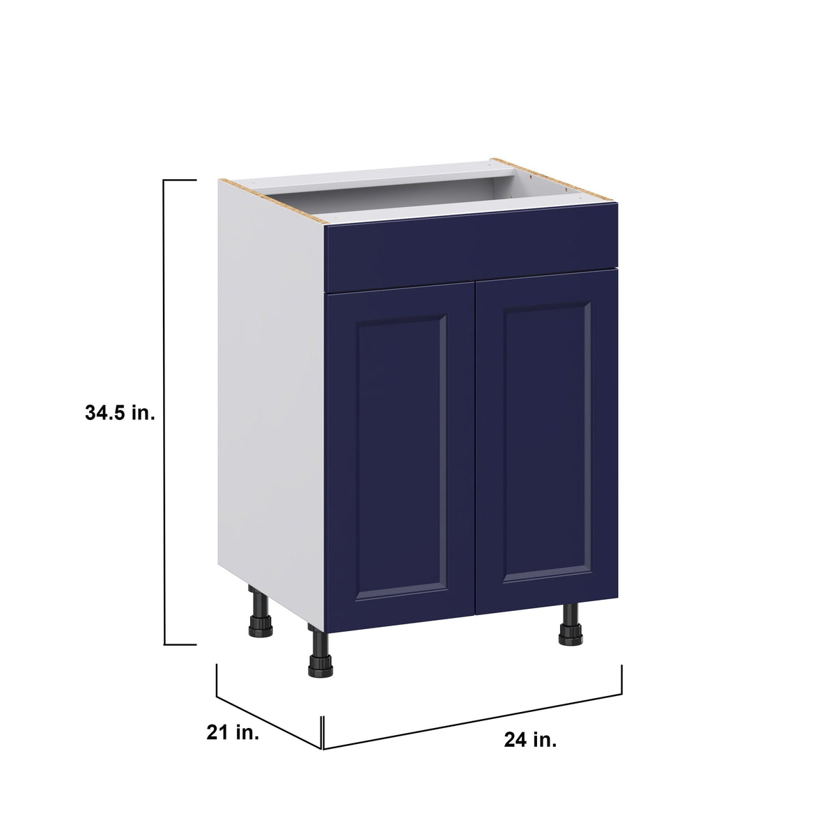 Hugo&Borg Lorette 24-in W x 34.5-in H x 21-in D Navy Blue Sink Base Fully Assembled Cabinet (Recessed Panel Shaker Style)