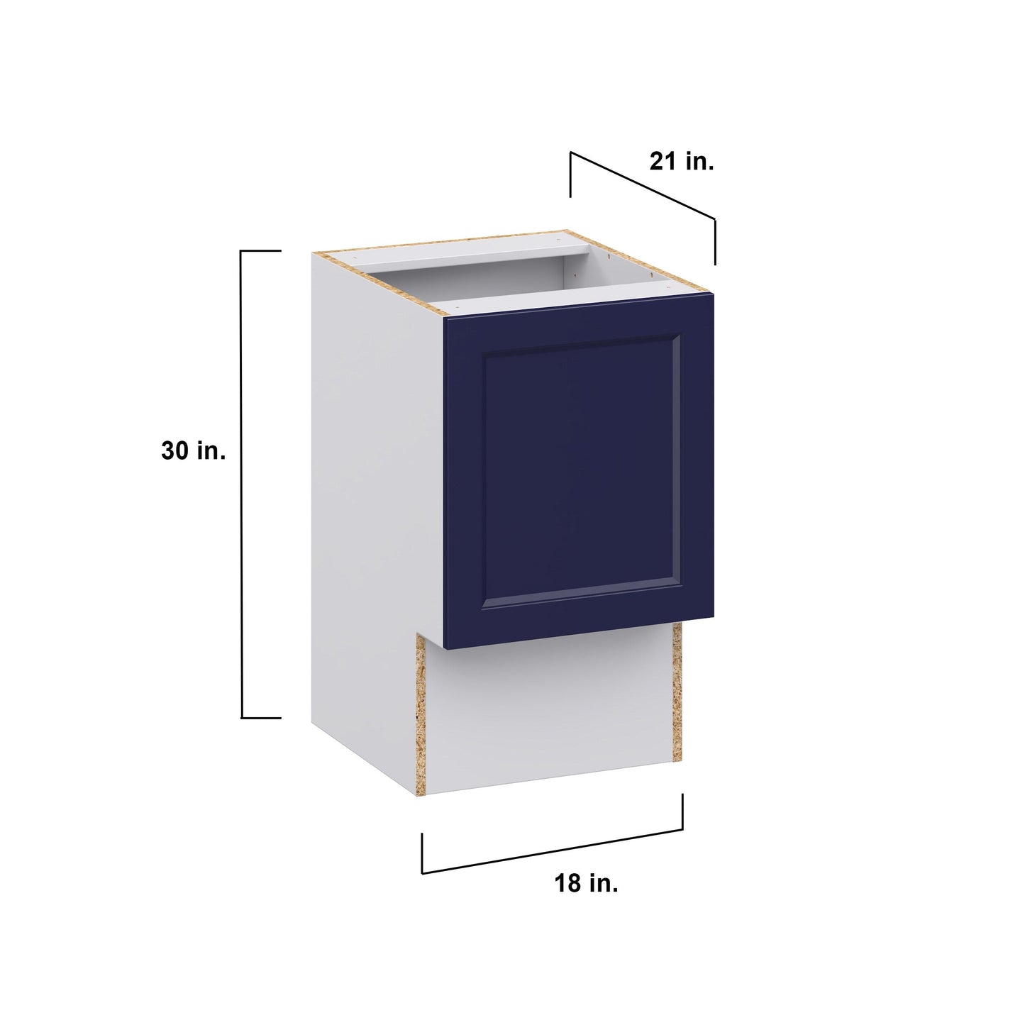Hugo&Borg Lorette 18-in W x 34.5-in H x 21-in D Navy Blue Base Fully Assembled Cabinet (Recessed Panel Shaker Door Style)